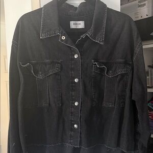 Agolde Charcoal Cropped Denim Shirt
